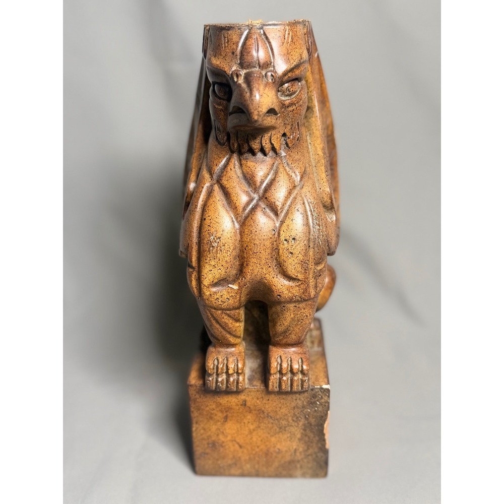 Vintage Hand Carved Wood Griffin Gargoyle Architectural Salvage Statue 10.5 inch